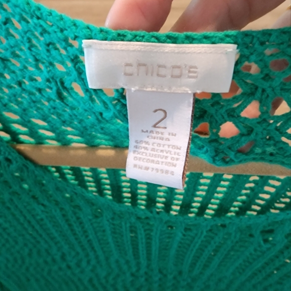 Chico's Size 2 Kelly Green Sweater - Picture 3 of 3